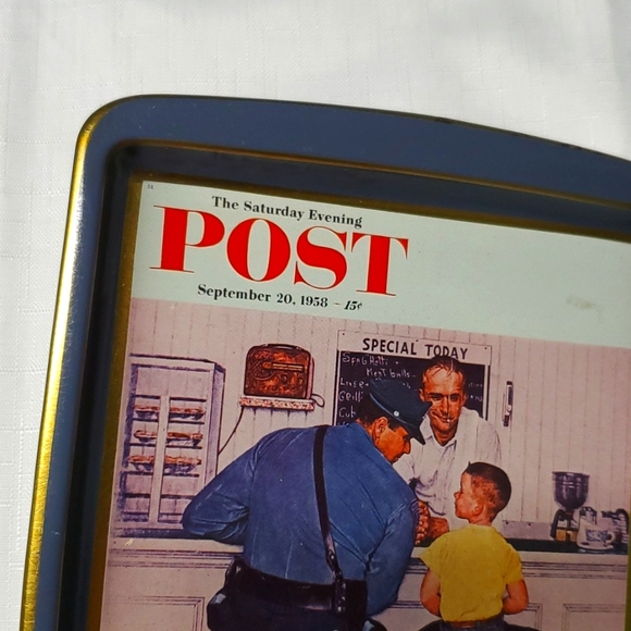 Norman Rockwell Tin Tray Home Office Decor Shelf Organizer Money Trinket - Picture 7 of 16